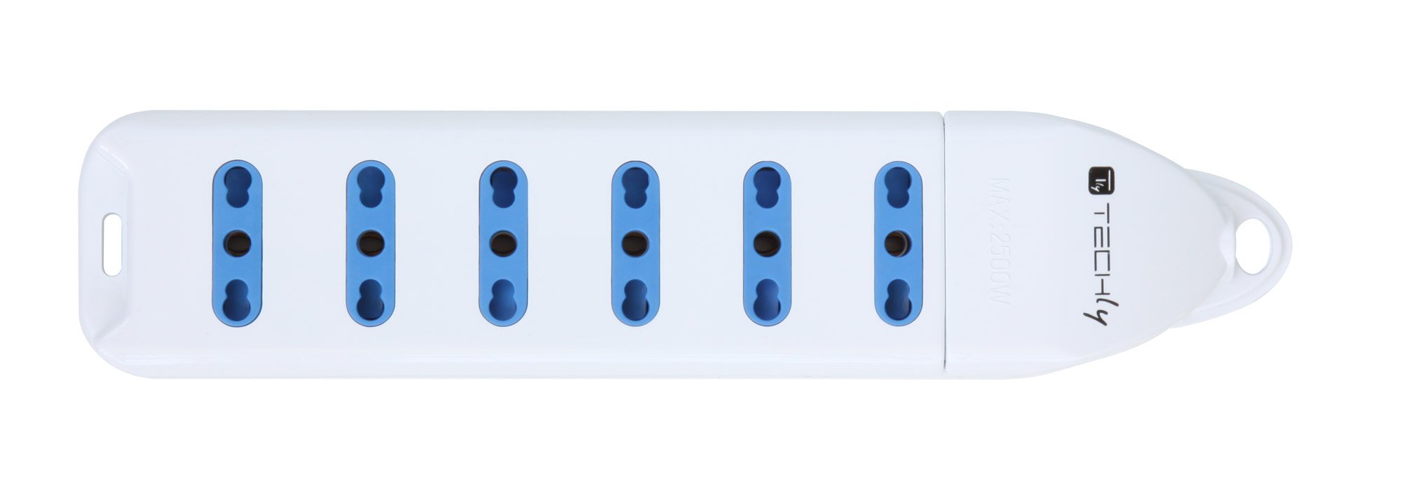 Multipresa 6 Posti Italiana Bipasso Senza Cavo Bianco TECHLY - immagine 2