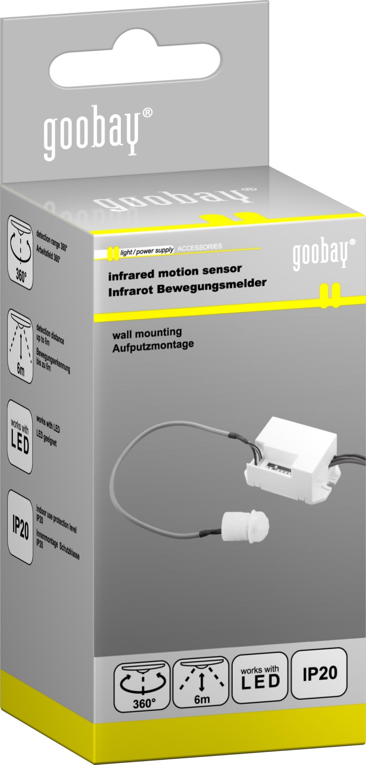 Sensore di Movimento LED Mini Infrarossi da Incasso GOOBAY - immagine 2