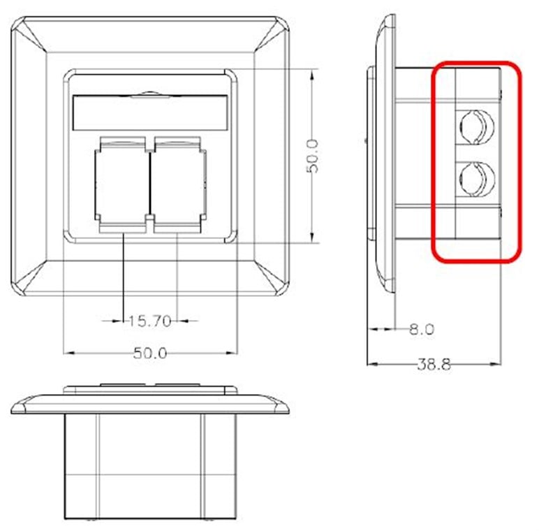 Presa a Muro Esterna 2xRJ45 Cat.6A Bianco GOOBAY - immagine 2