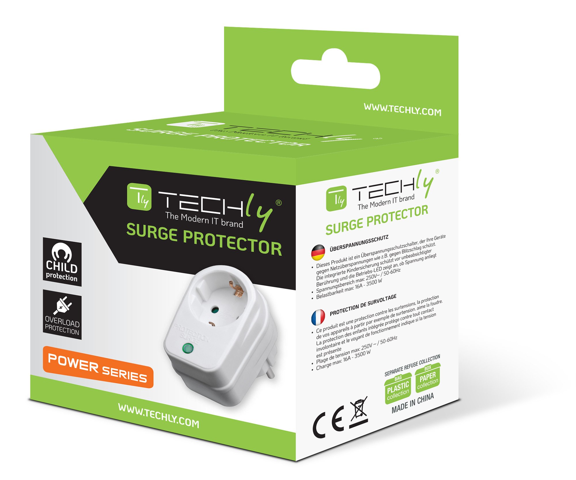 Presa Elettrica In Vetro Con Protezione Bambini – 2 Posti – Bianco – Design Moderno
