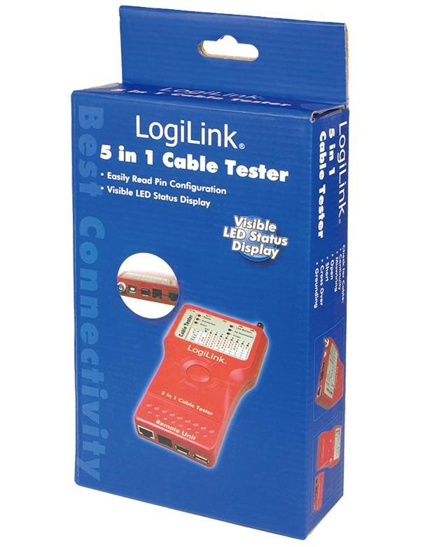 Tester di Rete per Cavi Firewire RJ45 Cat. 5 e 6, ISDN, USB e BNC LOGILINK - immagine 2