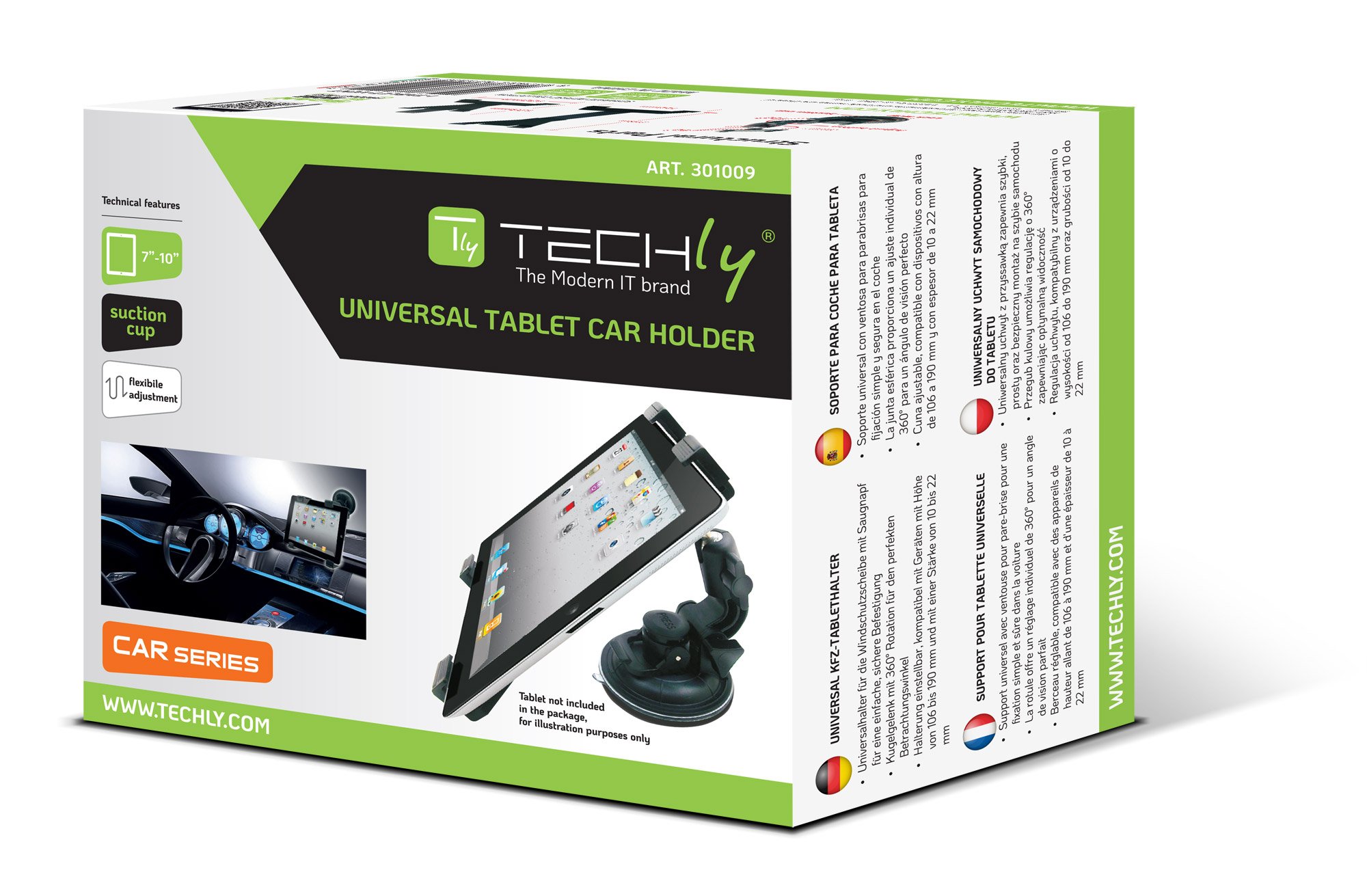 Supporto Auto Universale con Ventosa per Tablet 7-10.1'' TECHLY - immagine 2