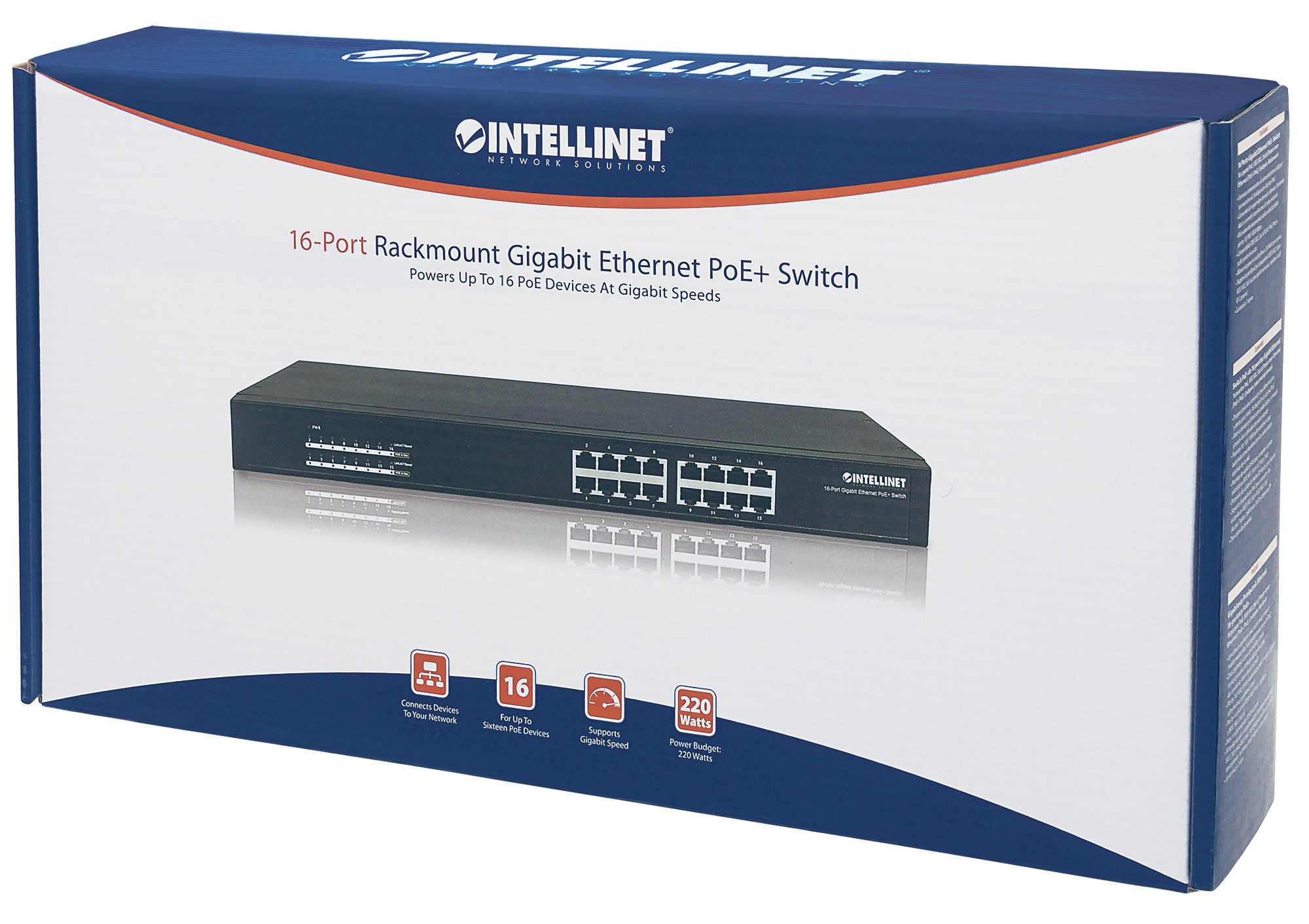 Switch Gigabit 16 Porte Ethernet PoE+ Nero INTELLINET - immagine 2