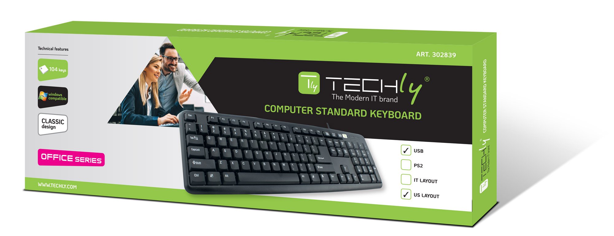Tastiera USB 104 tasti layout USA - Nero TECHLY - immagine 2