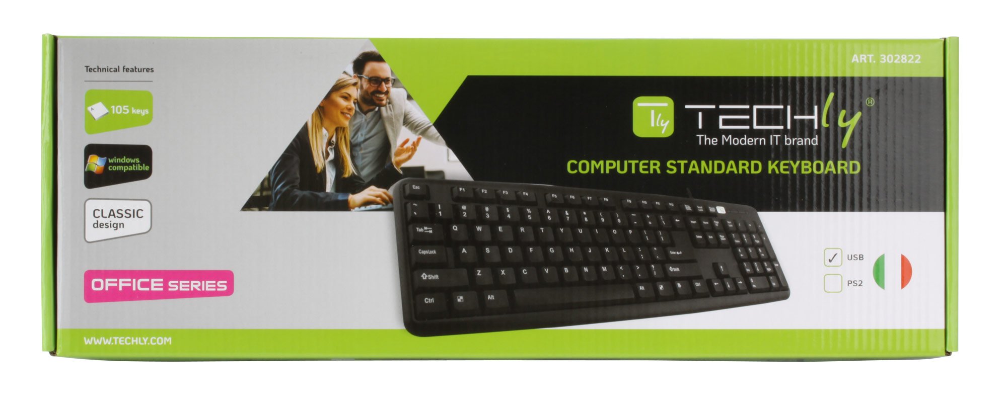 Tastiera 105 tasti USB Standard, colore Nero TECHLY - immagine 2