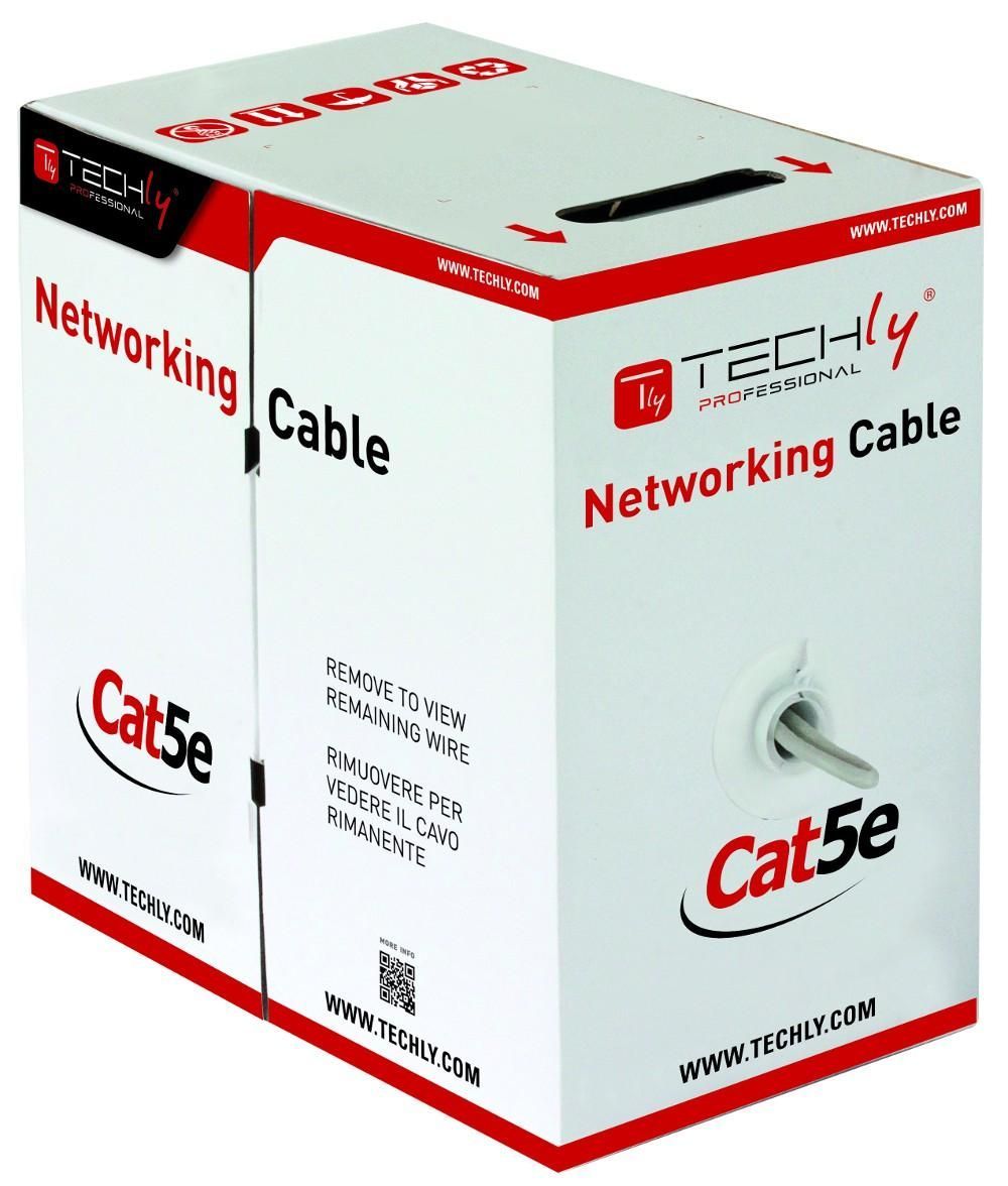 Cavo Cat.5E Rame 305m: Matassa U/UTP 4 Coppie Grigio TECHLY PROFESSIONAL - immagine 2