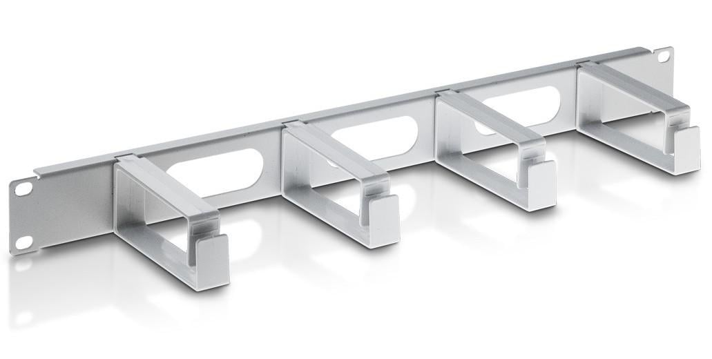 Pannello Passacavi 4 Anelli in Plastica Lunghi 3 Fori 1U Grigio INTELLINET
