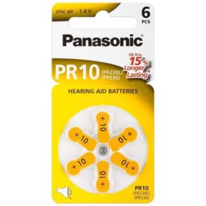 Batterie a Bottone per Protesi Acustiche PR10 PR230L PR536, 6pz PANASONIC