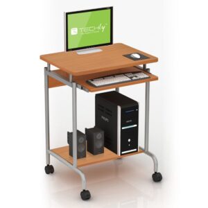 Scrivania Mobile ''Compact'' per Computer Ripiano Tastiera Scorrevole TECHLY
