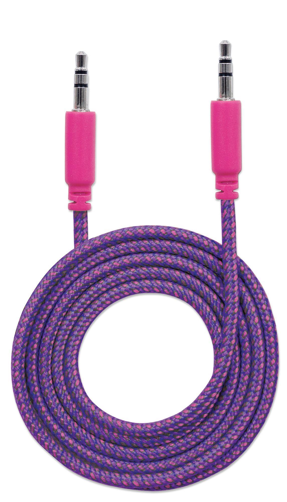 Cavo Audio con Guaina Intrecciata 1m Viola/Fucsia con Blister MANHATTAN