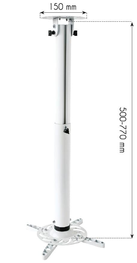 Supporto a Soffitto per Proiettori Estensione 500-770 mm Bianco TECHLY - immagine 3