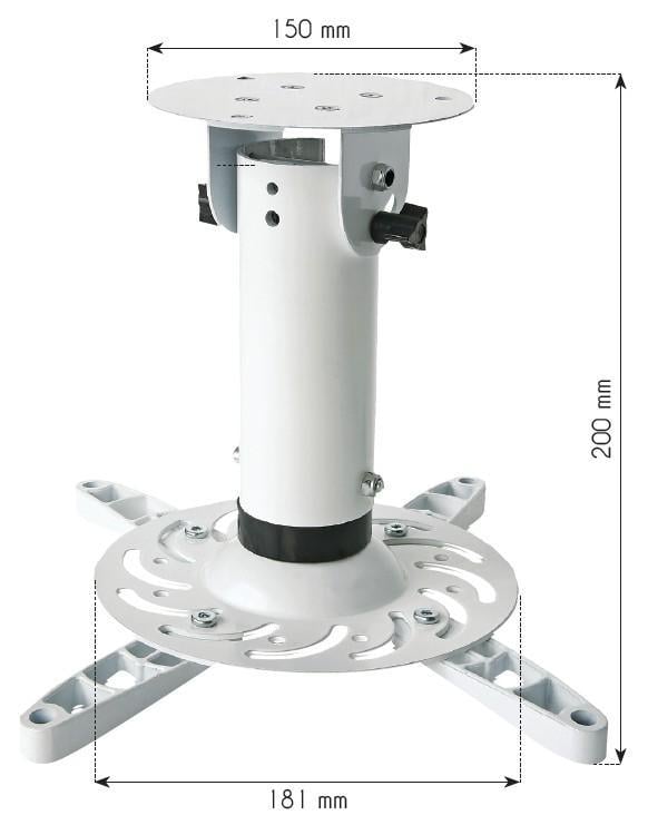 Staffa Universale a Soffitto per Proiettori Bianco TECHLY - immagine 3