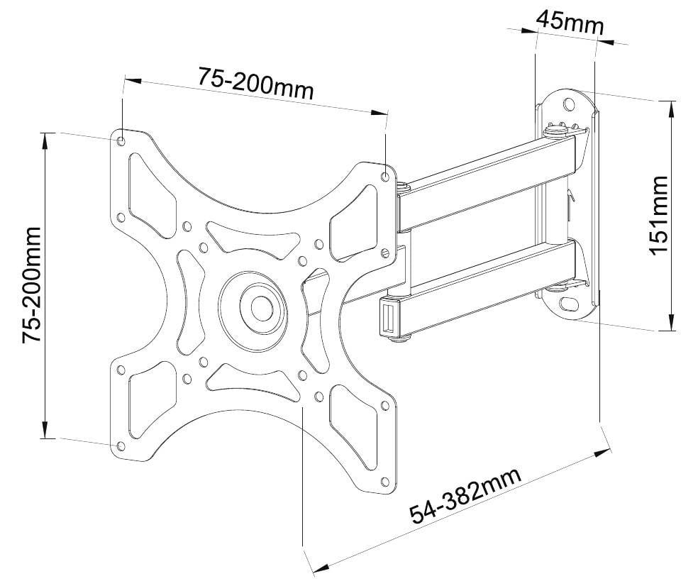 Supporto a Muro per TV LED LCD 19-37'' Full-Motion Nero TECHLY - immagine 3
