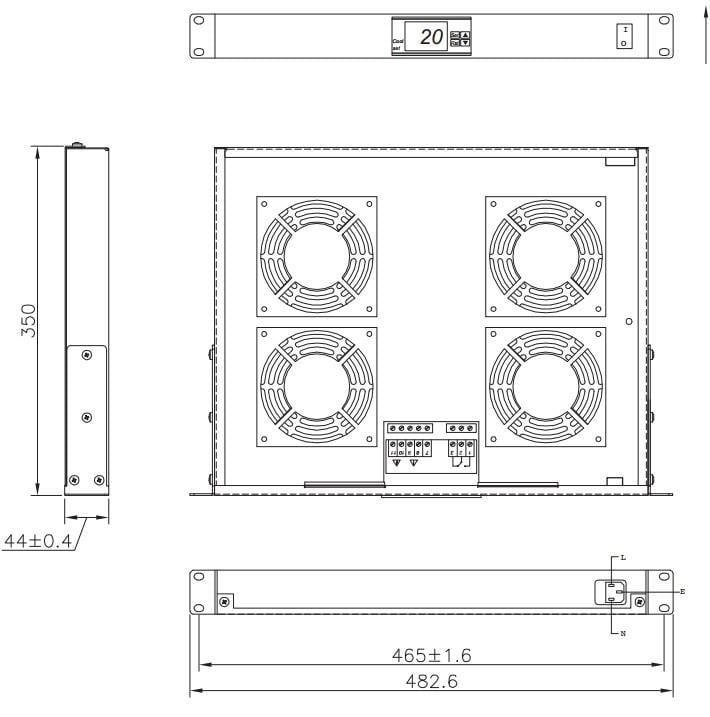 Gruppo 4 Ventole 1U per Rack 19'' con Termostato LED Nero TECHLY PROFESSIONAL - immagine 3