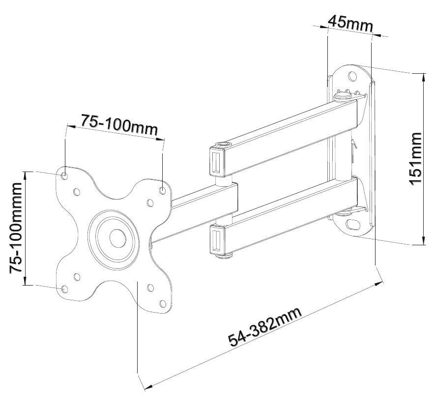 Supporto a Muro per TV LED LCD 13-30'' Full-Motion Nero TECHLY - immagine 3