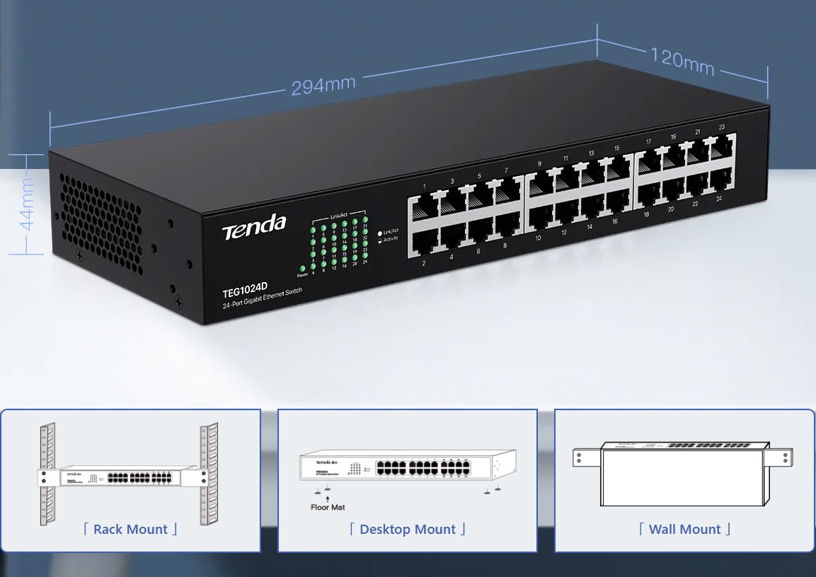 Switch 24 Porte 10/100/1000 Gigabit TEG1024D TENDA - immagine 4