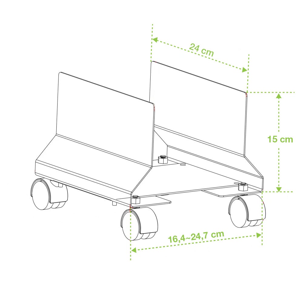 Supporto per PC in Acciaio con Ruote Nero TECHLY - immagine 3
