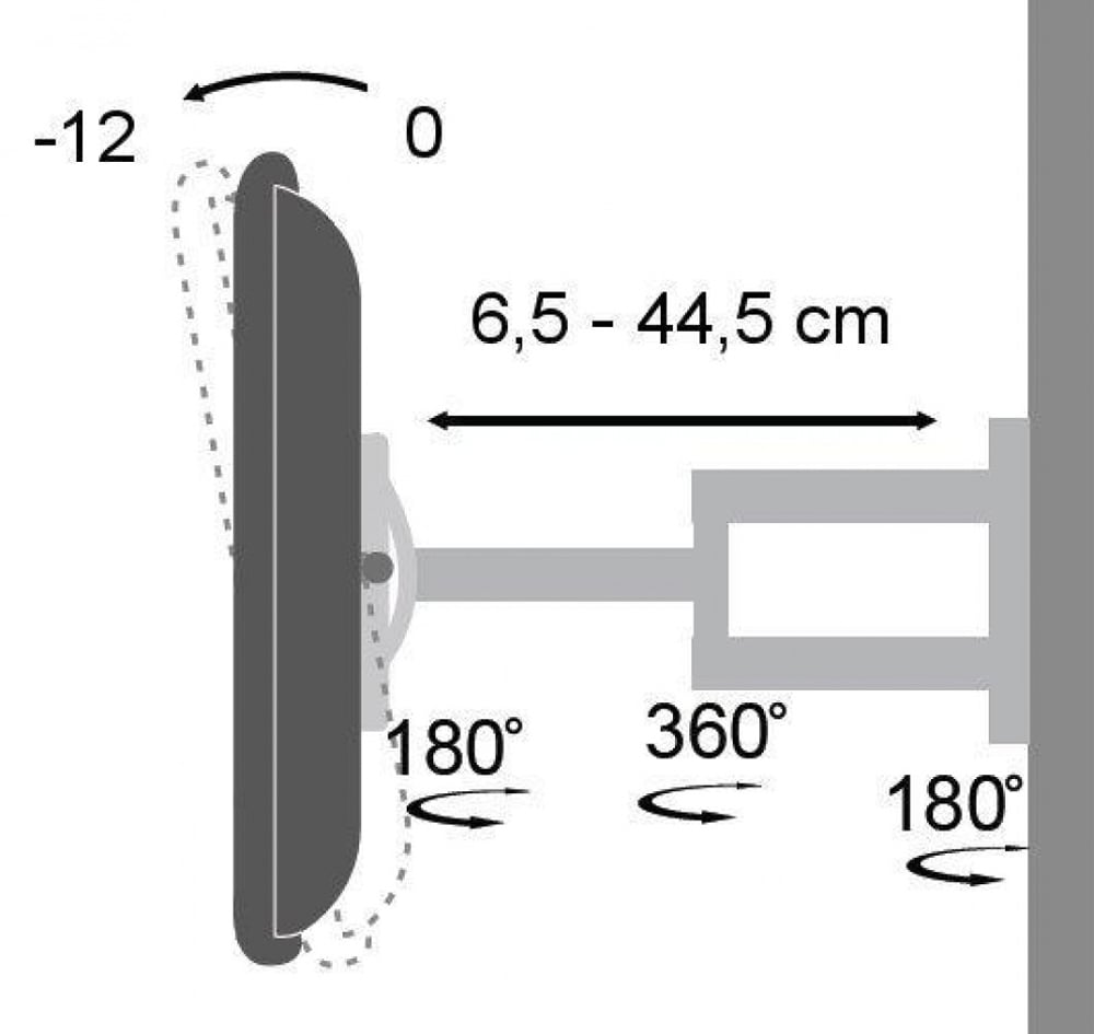 Supporto a Muro per TV LED LCD 19-37'' Inclinabile 3 Snodi Bianco TECHLY - immagine 4