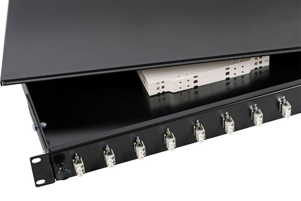 Cassetto Ottico 19'' con 12 bussole LC Duplex Multimodale OM2 Nero INTELLINET - immagine 3