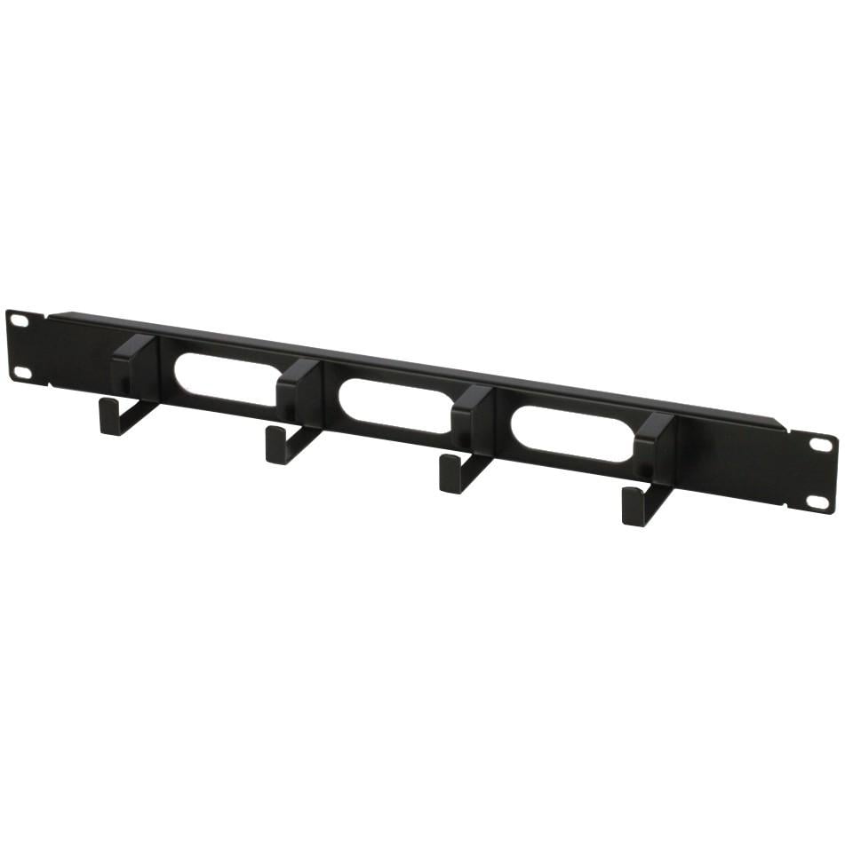 Pannello Passacavi 4 Anelli Corti Metallo Nero 1U INTELLINET - immagine 2