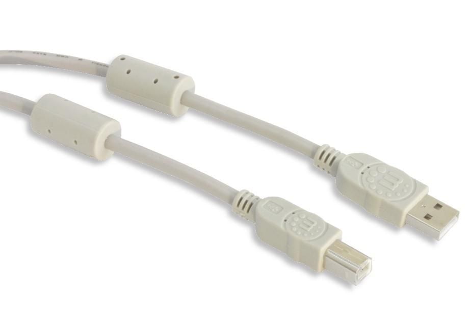 Cavo USB 2.0 1.8m Grigio con Doppia Schermatura Ferrosa MANHATTAN - immagine 3
