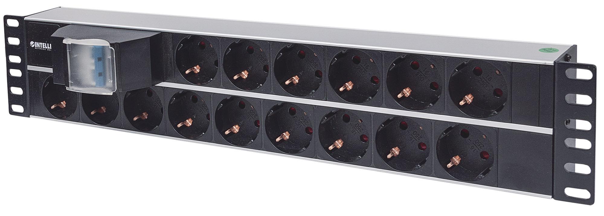 Multipresa 15 Posti da Rack 19'' 2U con Spina Schuko Angolata 2U INTELLINET - immagine 3