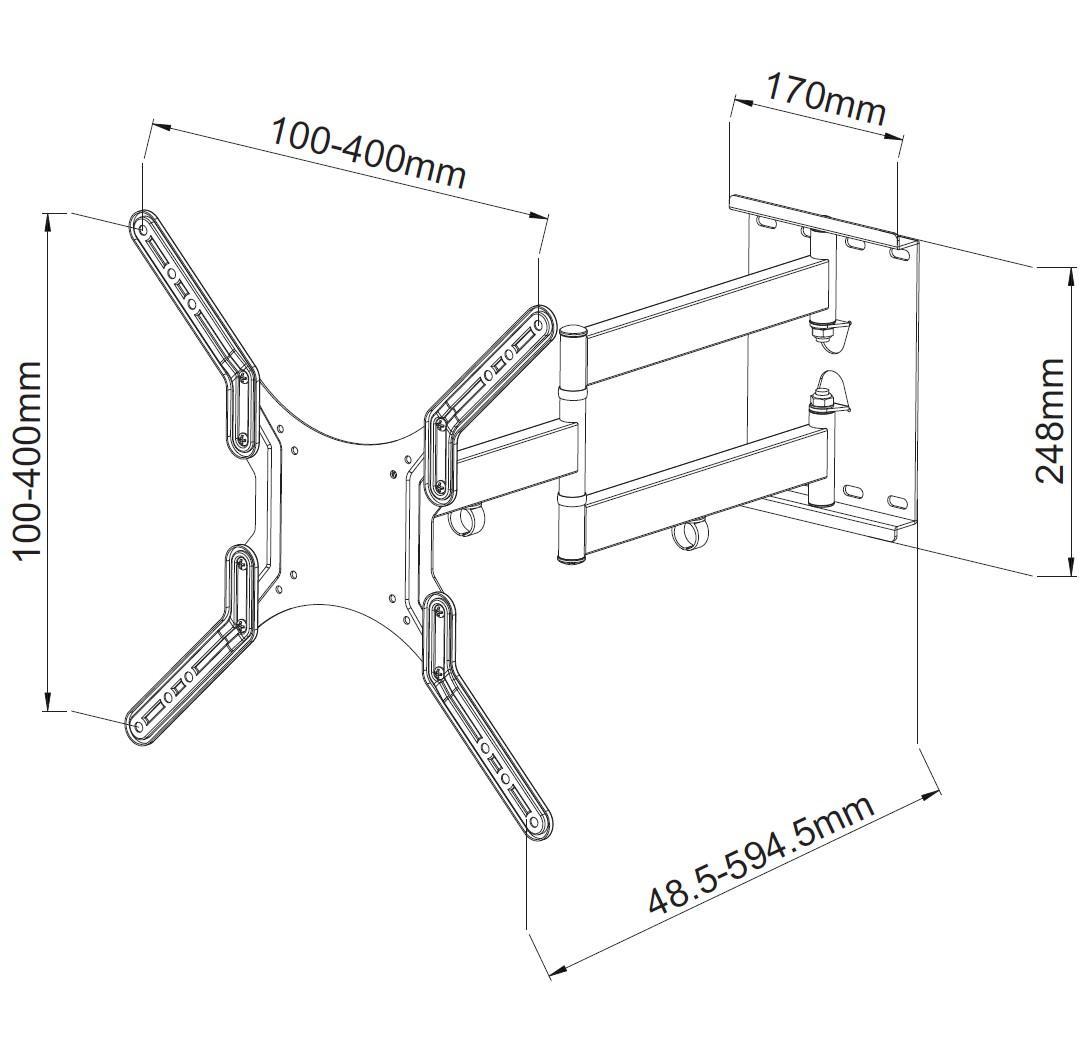 Supporto a Muro Ultra Slim per TV LED LCD 23-55'' Nero TECHLY - immagine 3