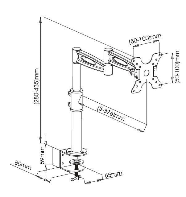 Supporto da scrivania per Monitor 13-27'' braccio lungo inclinabile TECHLY - immagine 3