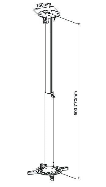 Supporto a soffitto professionale per proiettori estensione 50-77 cm TECHLY - immagine 3