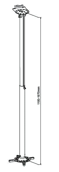 Supporto a soffitto profess. per proiettori estensione 110 - 197 cm TECHLY - immagine 3