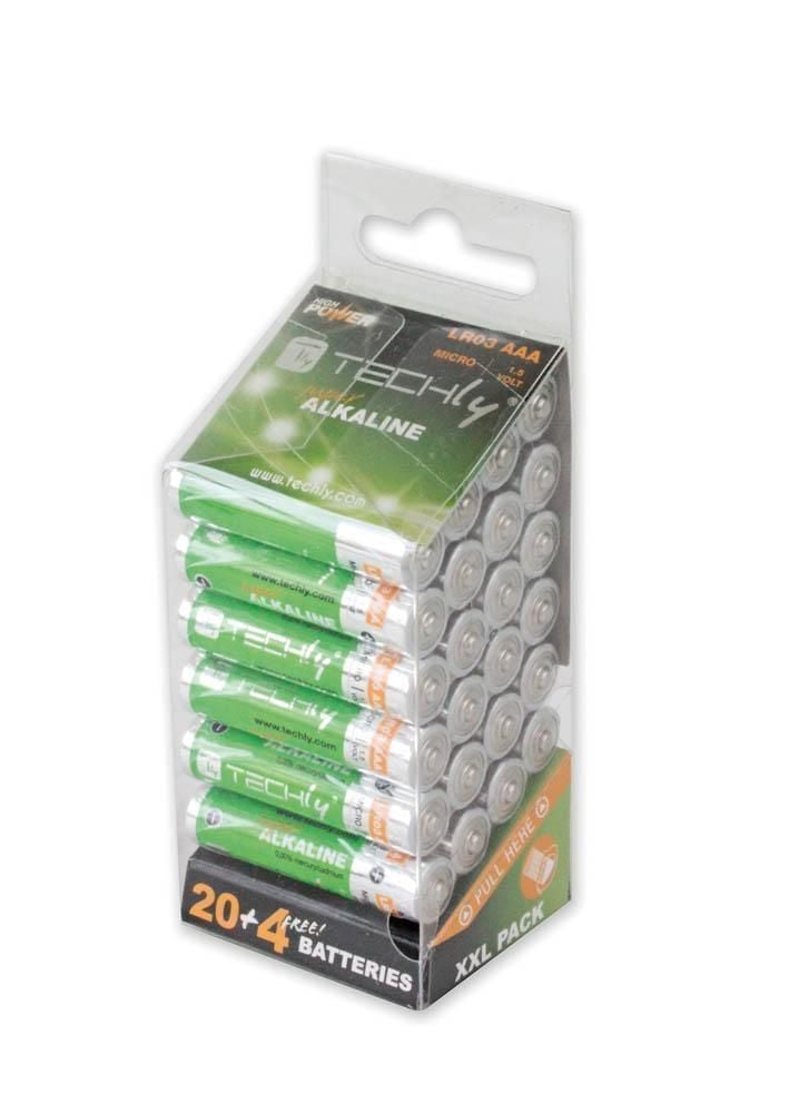 Multipack 24 Batterie High Power Mini Stilo AAA Alcaline LR03 1,5V TECHLY - immagine 3