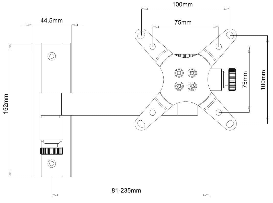 Supporto a muro per TV LED LCD 13-30'' inclinabile 2 snodi nero TECHLY - immagine 3