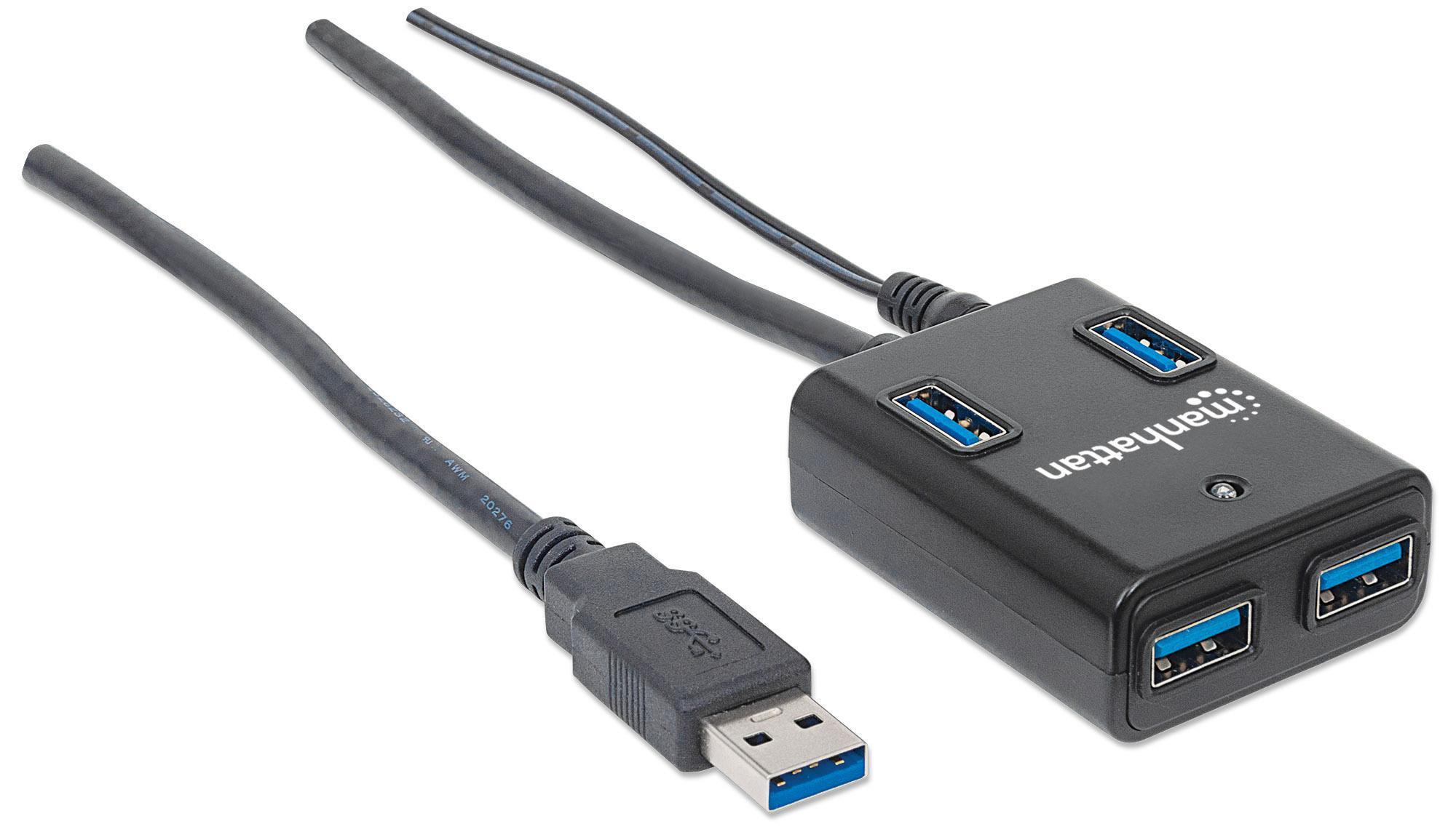 Hub USB 3.0 4 Porte con Alimentatore 5V 3A Nero MANHATTAN - immagine 3