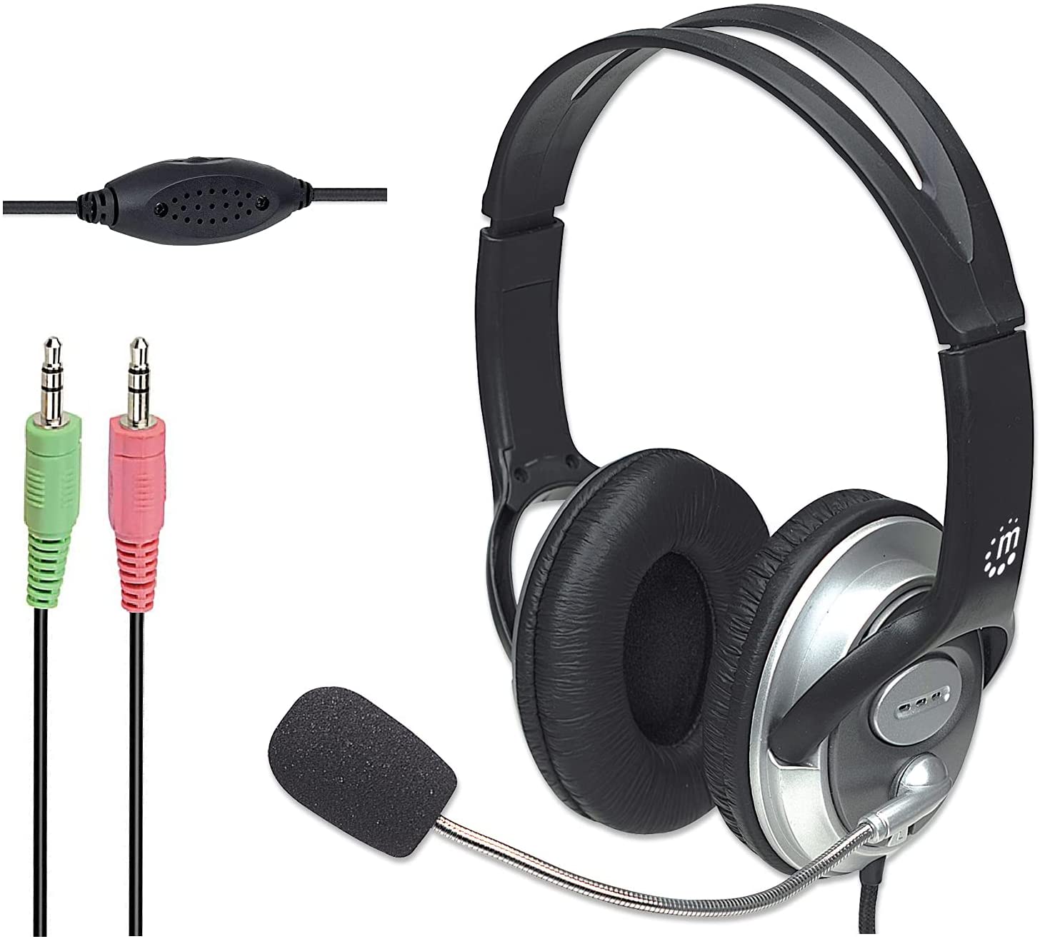 "Cuffia Stereo con Microfono - Design Classico 2x3.5mm" MANHATTAN - immagine 3