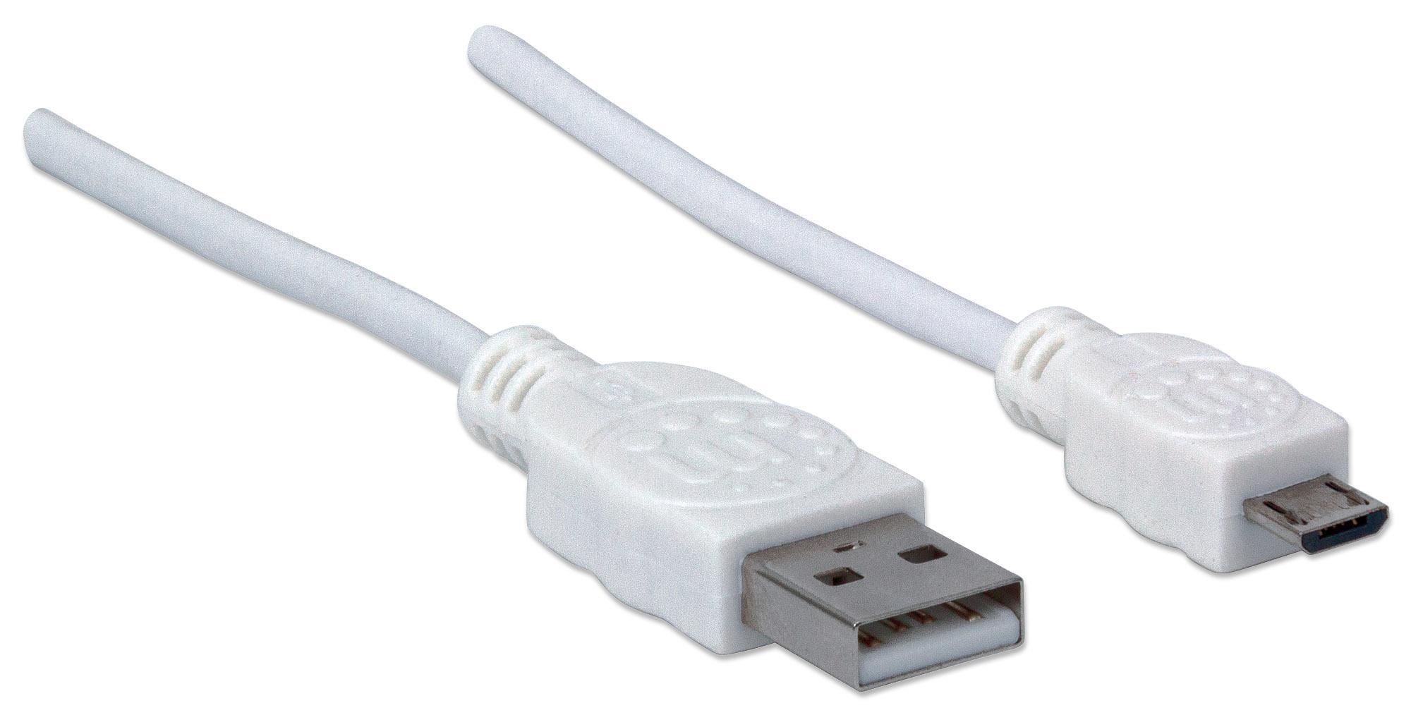 Cavo USB 2.0 A maschio/Micro B maschio 0,6m Bianco MANHATTAN - immagine 3