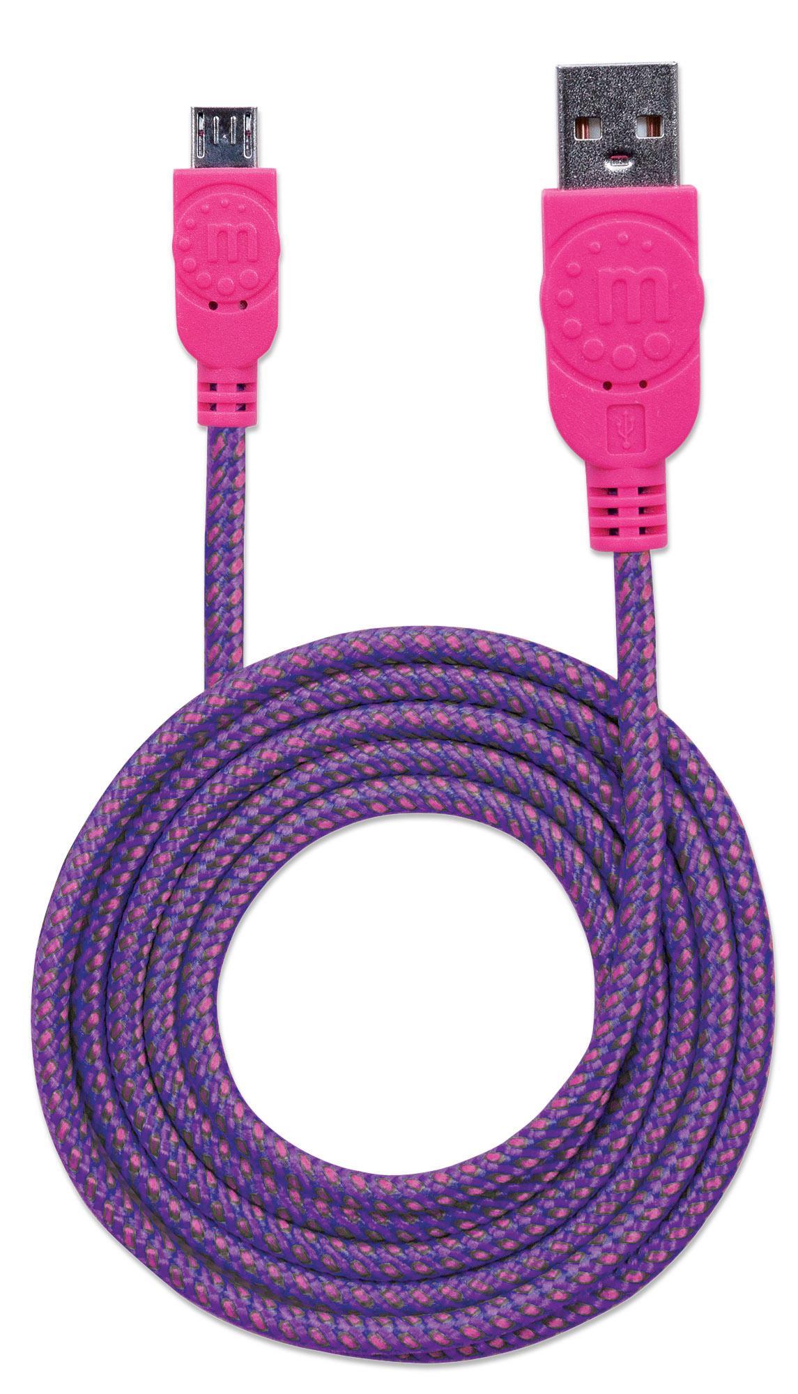 Cavo Micro USB Guaina Intrecciata USB2.0 A M/MicroB M Viola Blister MANHATTAN - immagine 3