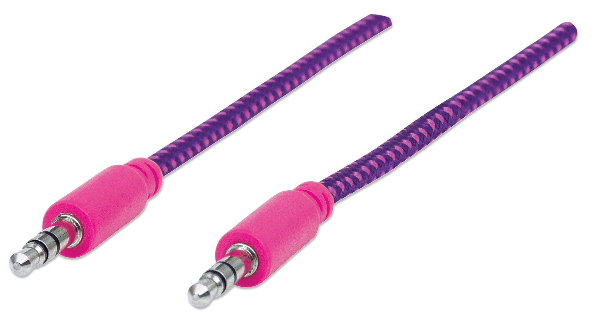 Cavo Audio con Guaina Intrecciata 1m Viola/Fucsia con Blister MANHATTAN - immagine 3