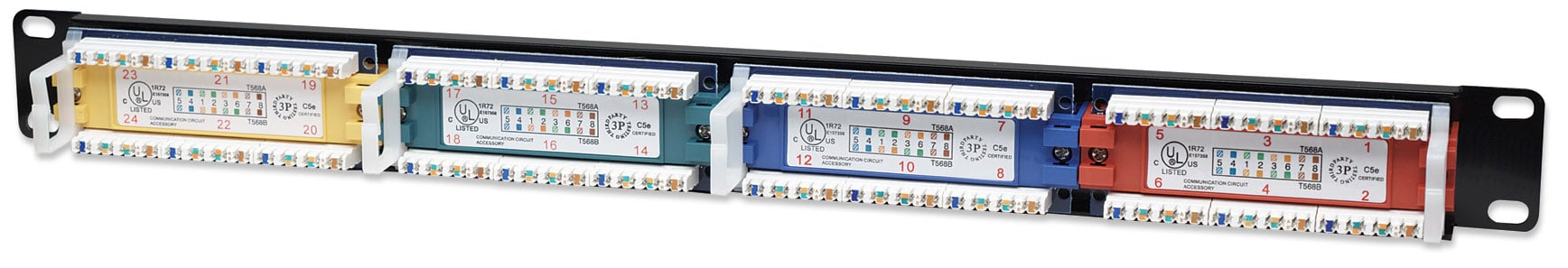 Pannello Patch UTP 24 porte Cat.5E - Colori Vivaci INTELLINET - immagine 3