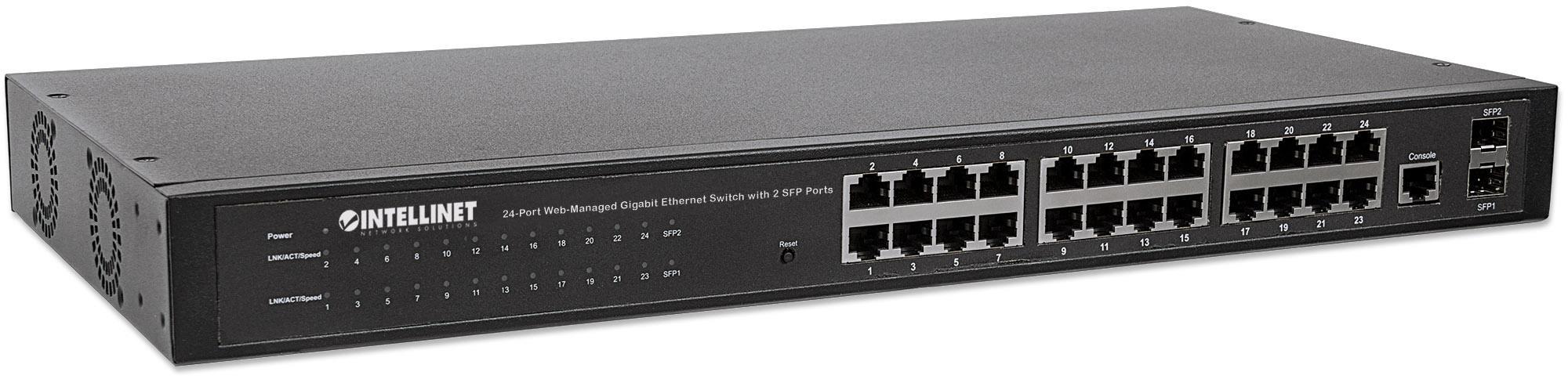 Switch 24 porte Web-Managed Gigabit Ethernet con 2 porte SFP INTELLINET - immagine 3