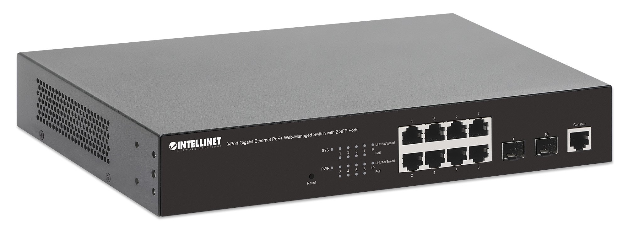 Switch Gigabit Ethernet 8 Porte PoE+ Web-Managed con 2 porte SFP INTELLINET - immagine 3