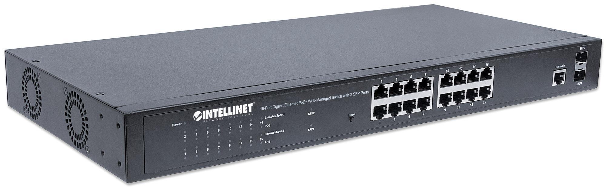 Switch 16 Porte Gigabit Ethernet PoE+ Web Managed con 2 Porte SFP INTELLINET - immagine 3