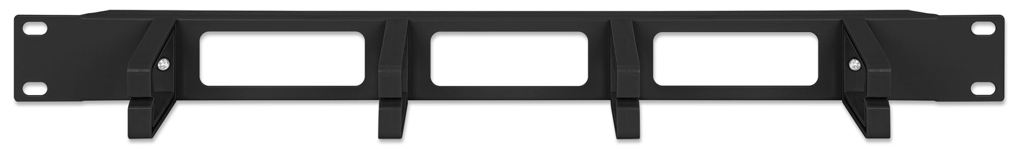 Pannello Passacavi 4 Anelli in Plastica Lunghi 3 Fori 1U Nero INTELLINET - immagine 3