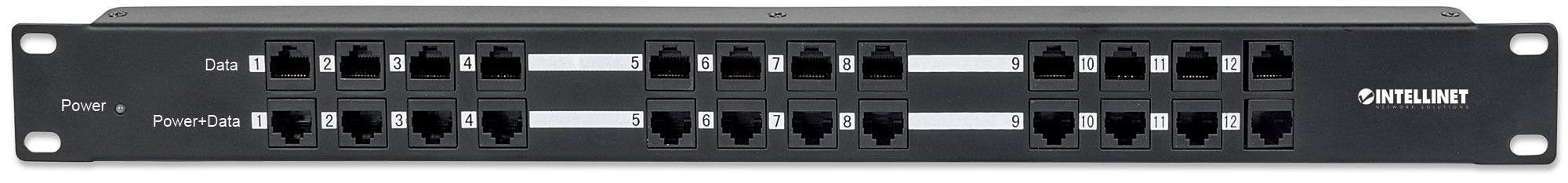 Pannello Patch PoE Passivo 12 Porte con Alimentatore INTELLINET - immagine 3