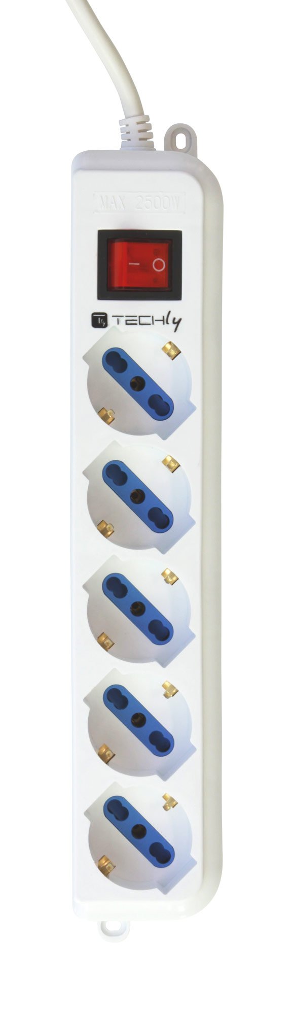 Multipresa Italiana 5 Posti Angolata - Bipasso / Schuko TECHLY - immagine 3