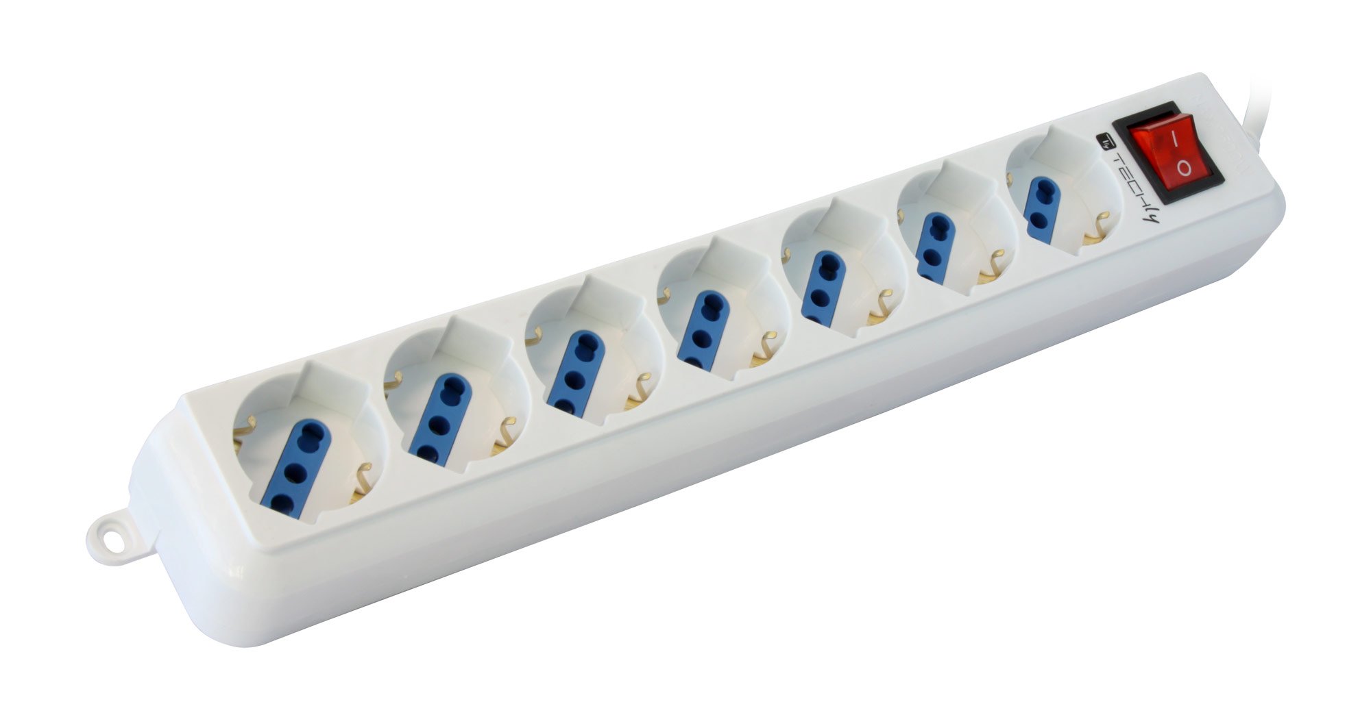 Multipresa 7 Posti Italiana Bipasso / Schuko TECHLY - immagine 2