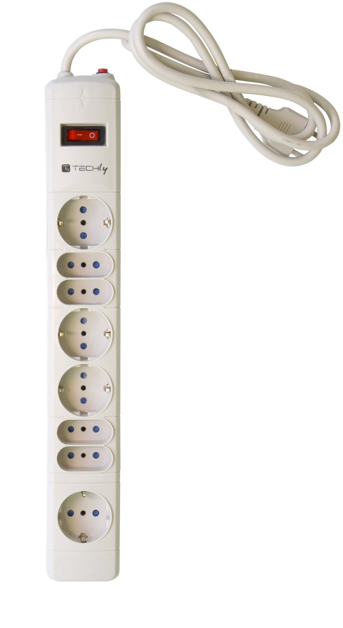 Multipresa Italiana Grigio 8 Posti - 10A TECHLY - immagine 3