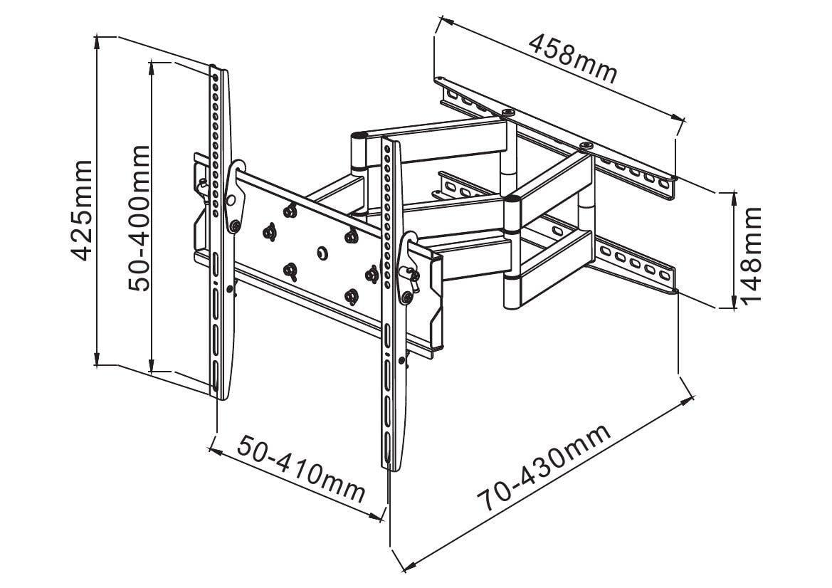 Supporto TV a Muro Full Motion 23-55'' - Braccio Doppio TECHLY - immagine 3