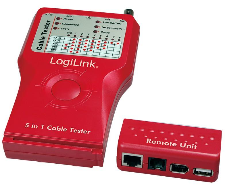Tester di Rete per Cavi Firewire RJ45 Cat. 5 e 6, ISDN, USB e BNC LOGILINK - immagine 3