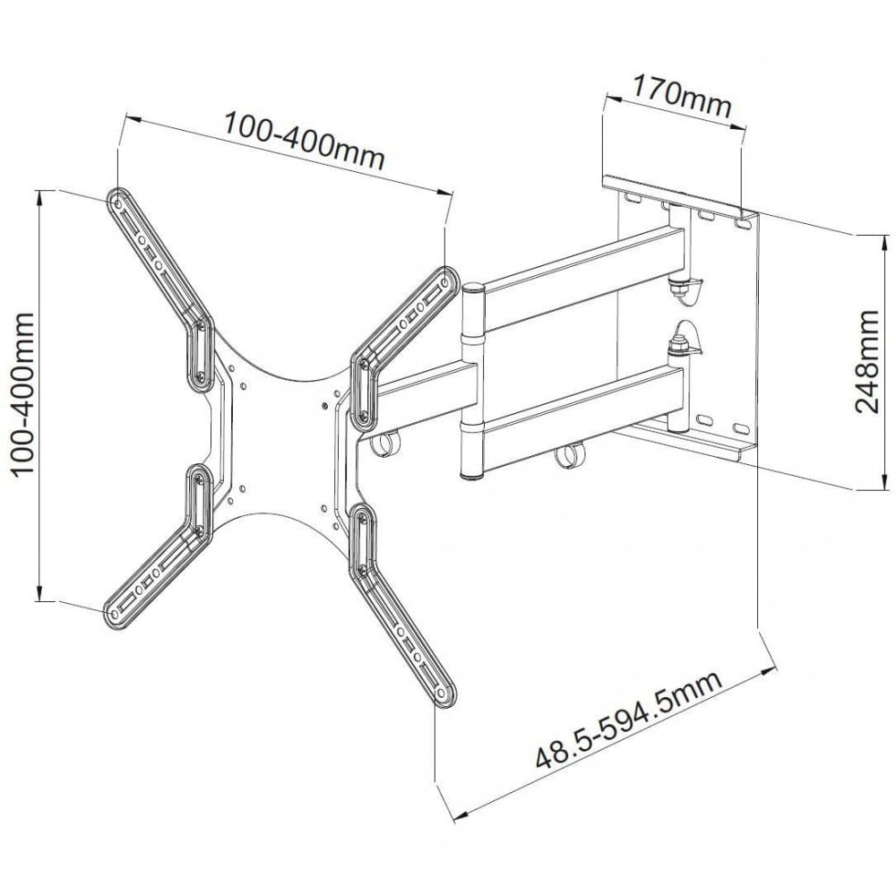 Supporto a Muro Ultra Slim per TV LED LCD 23-55'' Bianco TECHLY - immagine 3