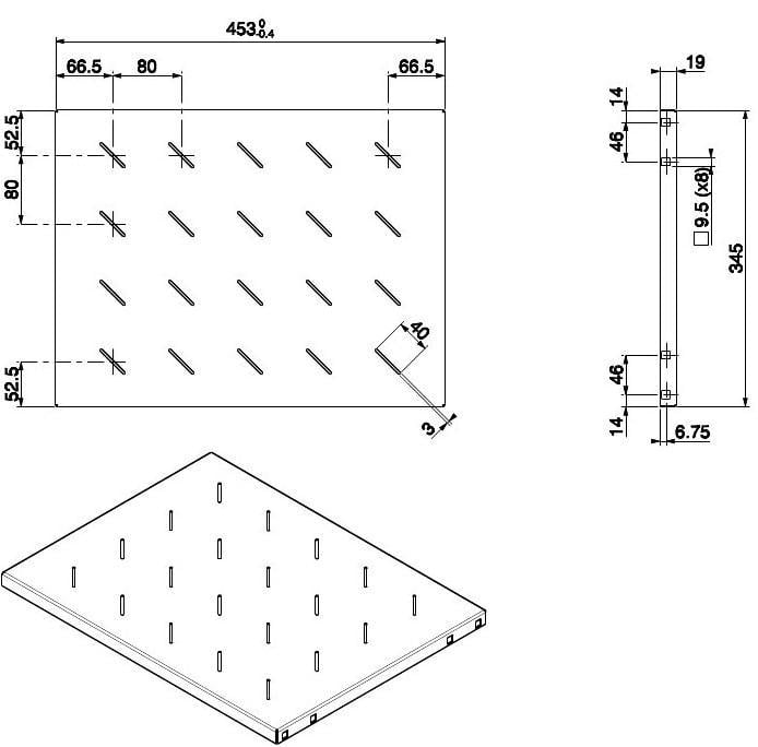 Mensola Rack 19'' Nero 345mm 4 Punti INTELLINET - immagine 3